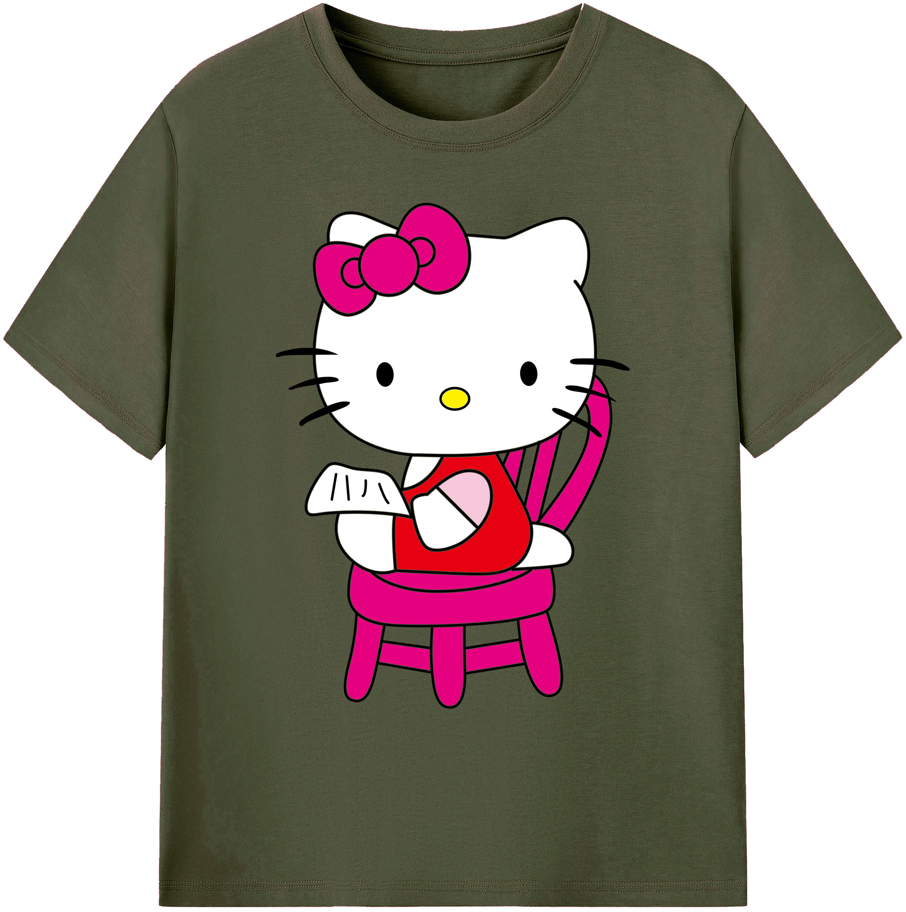 （画像用） Hello Kitty ハローキティ 綿100％ メンズ半袖Tシャツ｜肌触りやわらか＆通気性